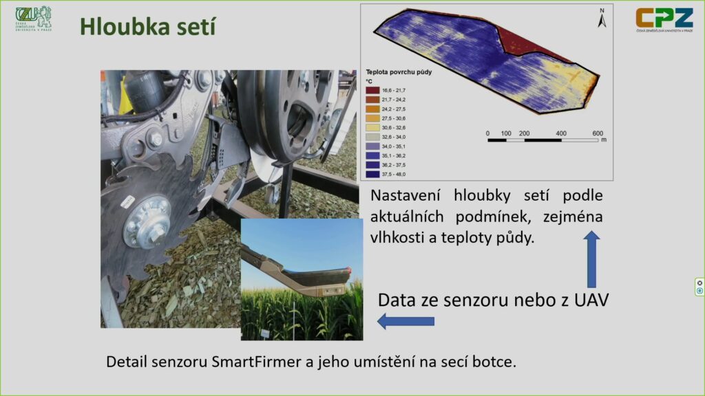 Senzor pro měření teploty a vlhkosti půdy na secí botce